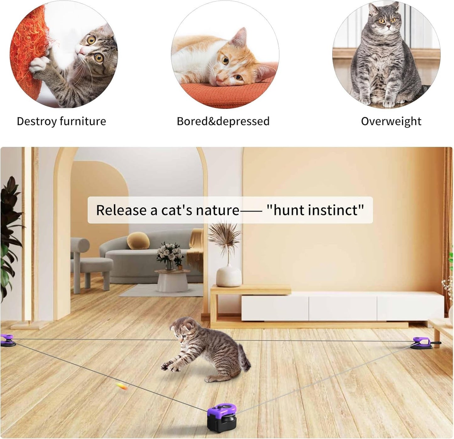Auto/Manual Control DIY Cat Feather Mouse Toy Treadmill