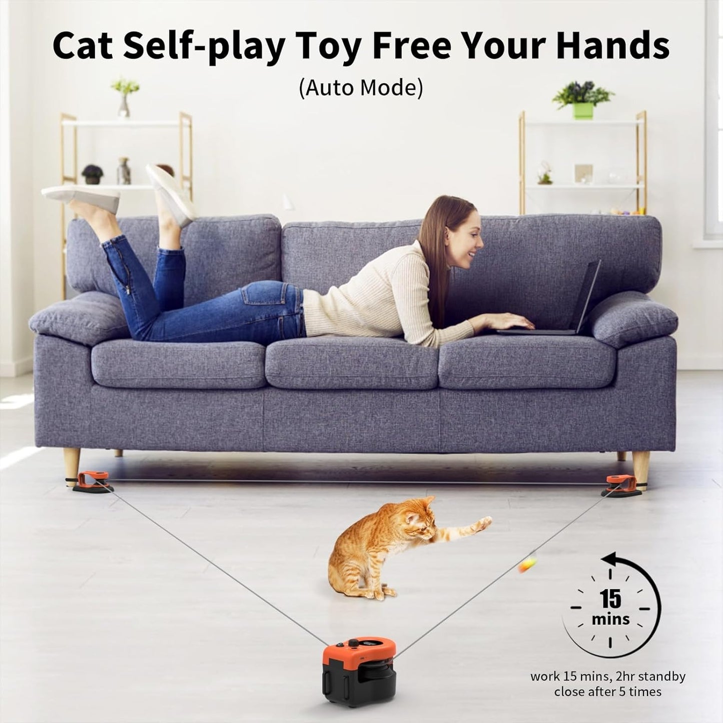Auto/Manual Control DIY Cat Feather Mouse Toy Treadmill