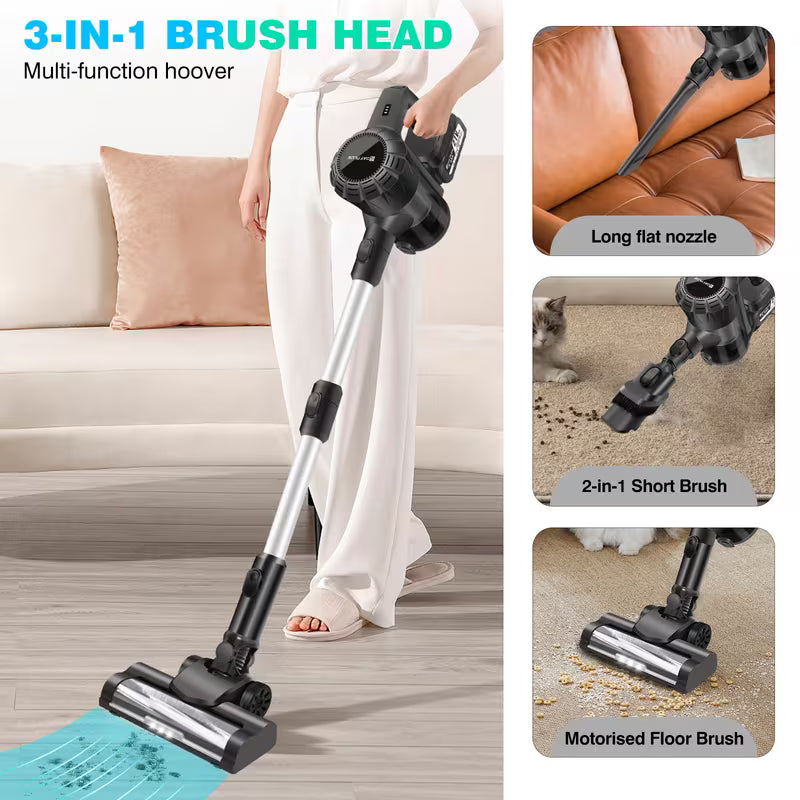 Cordless Stick Vacuum Cleaner,Cordless Vacuum Cleaner 6 in 1,Handheld Stick Vacuum +1 HEPA Filters + Rechargeable Battery