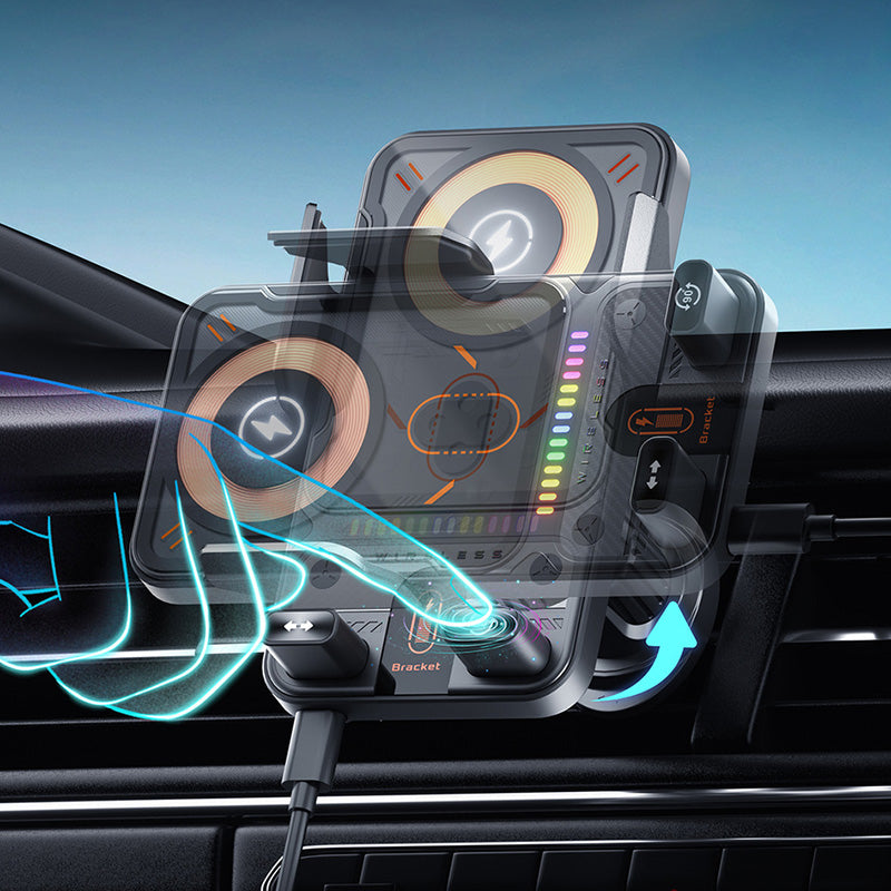 🔥HOT SALE 50% OFF🎁⚡Over 50,000 sold! 📱Smart 2-in-1 Car Rotating Mobile Phone Holder & Wireless Charger⚡